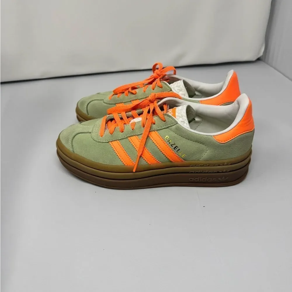 Adidas Originals GAZELLE BOLD IH7495 Sneakers Green Orange Women’s 7.5